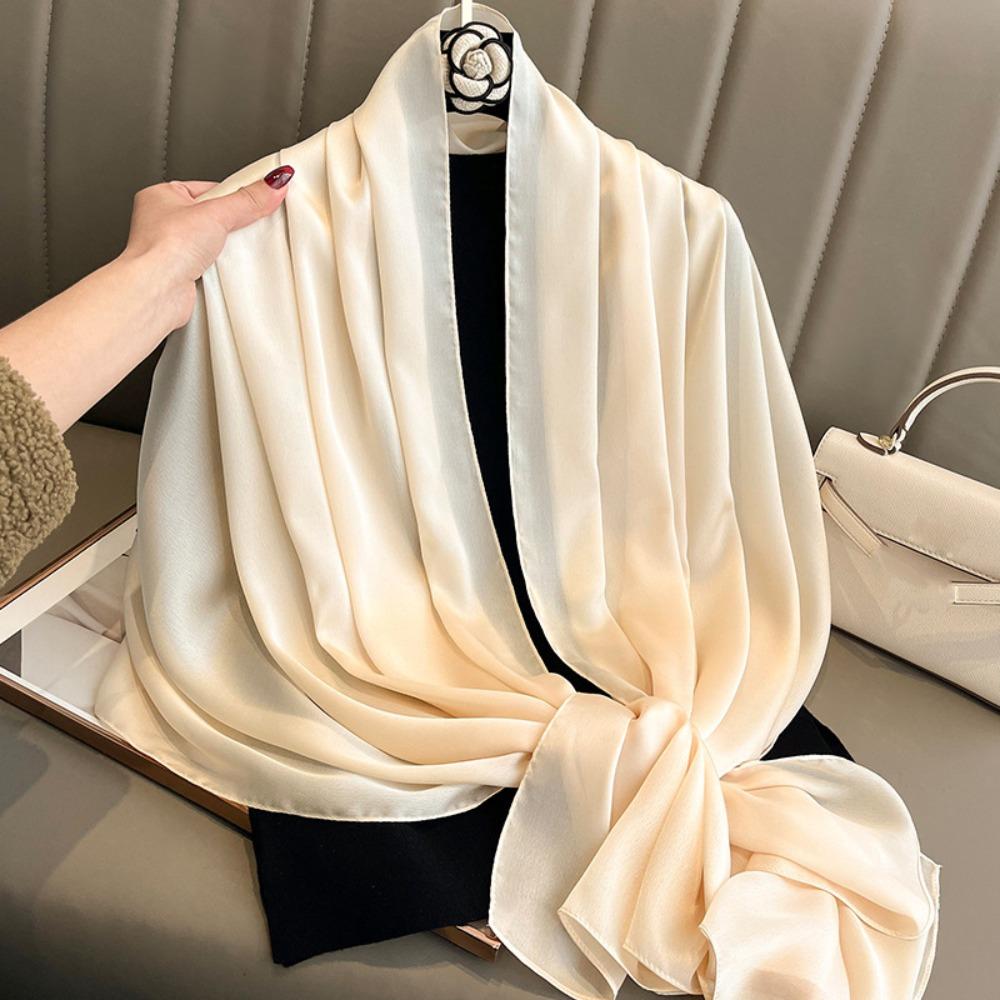 Solid Color Outdoor Sunscreen Hijab Thin Female Shawls and Wraps Fashion Long Scarf
