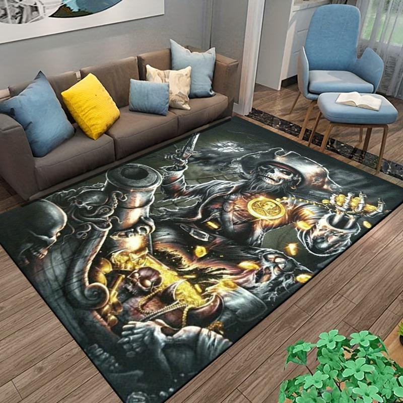 15 Sizes Skeleton Sea Pirate Pattern Rug Carpet for Living Room Bathroom Mat Creative Doormat Carpet for Bedroom Home Decor cool