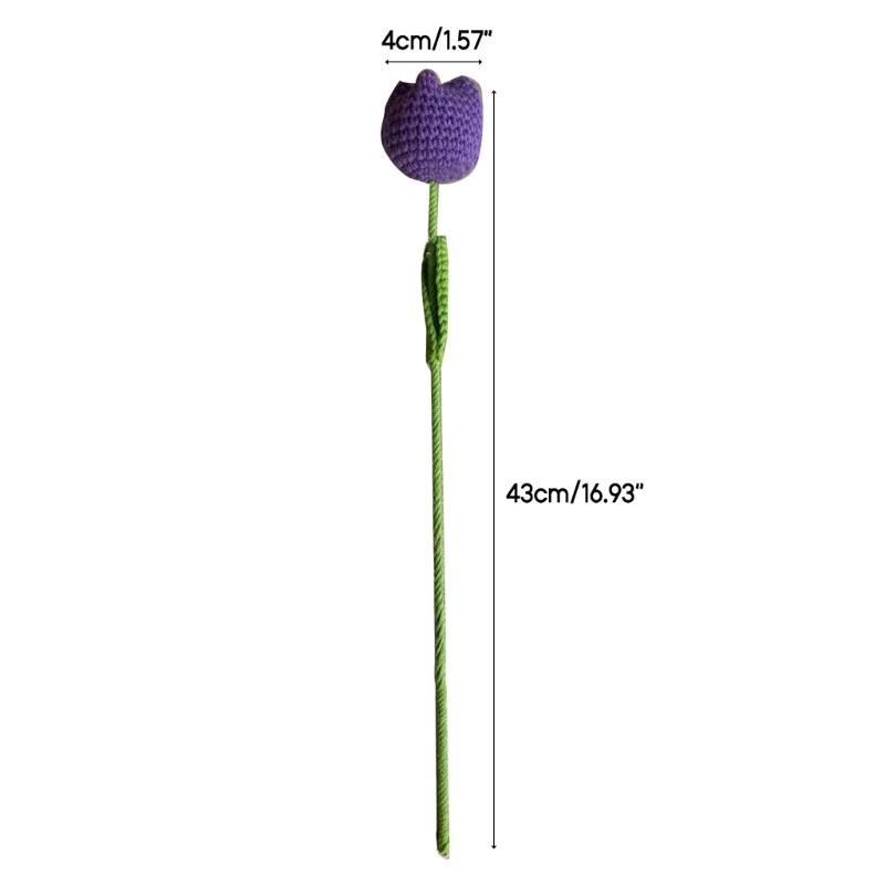 Crochet Tulip Flower Handwoven Flowers DIY Art Crafts Party Decoration for Wedding Birthday Party Background Decoration