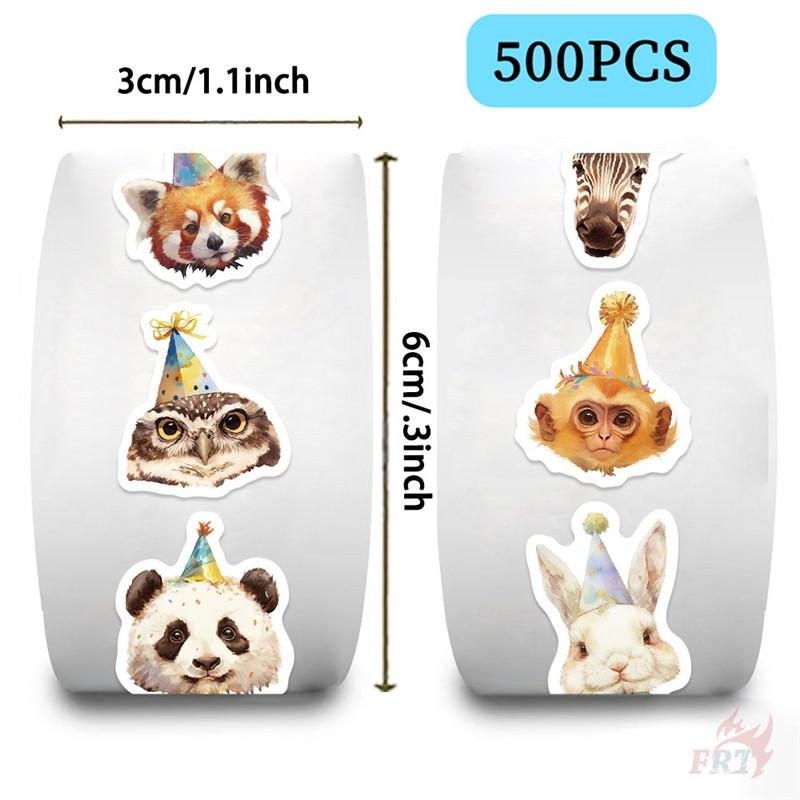 500Pcs/Roll Birthday Party Animals Kids Rewards Stickers - DIY Scrapbooks Album Decor Sealing Label Decals