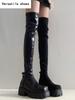 Stretch štíhlé ženy nad kolena vysoké kozačky móda boty z měkké kůže podzim zima tlustý podpatek dámy rytíř dlouhé kozačky