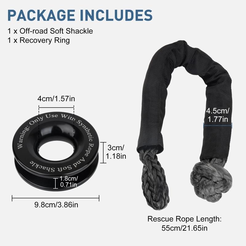 Heavy Duty Snatch Block Soft Shackle Recovery Ring Long Lasting Tow Winch Rope Compatible with ATV UTV Truck