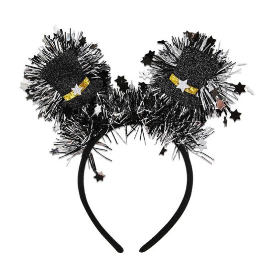 

2026 Новогодняя повязка на голову с буквами «С Новым годом», блестящая мишурная повязка для волос со шляпой в виде бокала для вина, праздничный головной убор для празднования обратного отсчета D