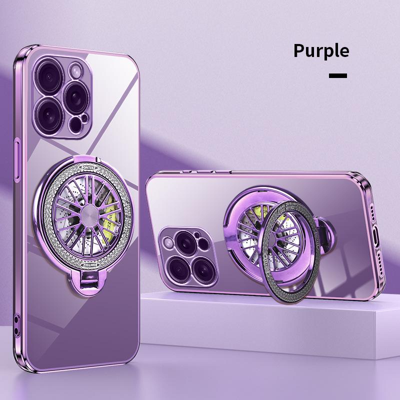 

Подходит для чехла для телефона Apple 16promax, Магнитная подставка-гироскоп для iPhone15 14 Противоударный 6D гальванизированный чехол iPhone16 фиолетовый
