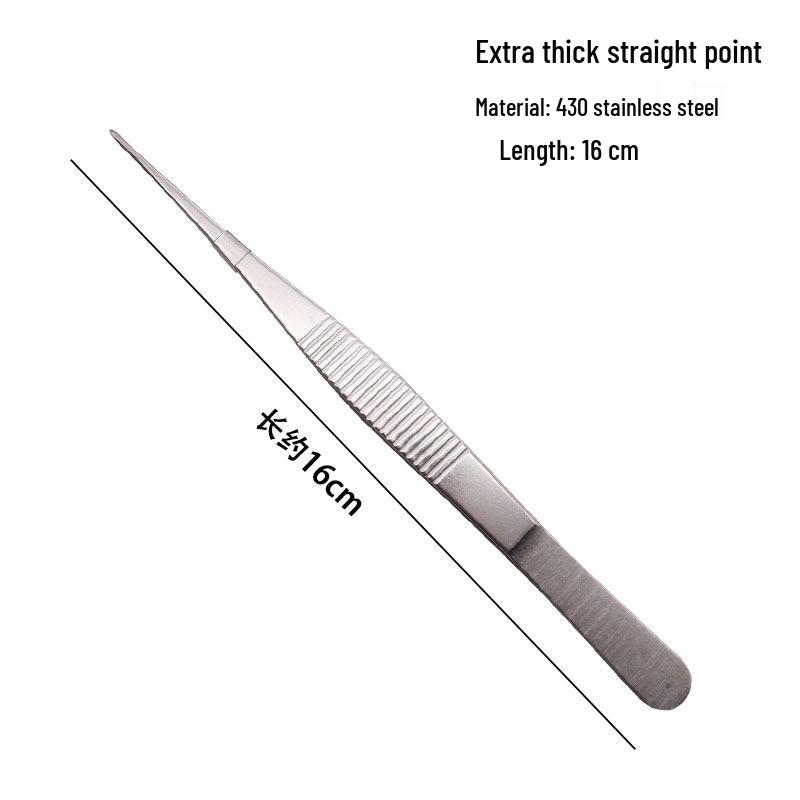 304 Stainless Steel Round Tip Tweezers with Teeth, Non-Slip, Ideal for Aquatic Plant Care and Gardening.
