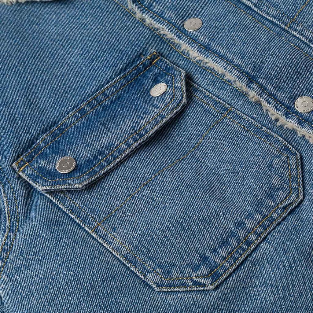 Vans Fashionable Polo Collar Cotton Long Sleeve Denim Jacket Men Jackets Gray Blue VN000K4XCDX