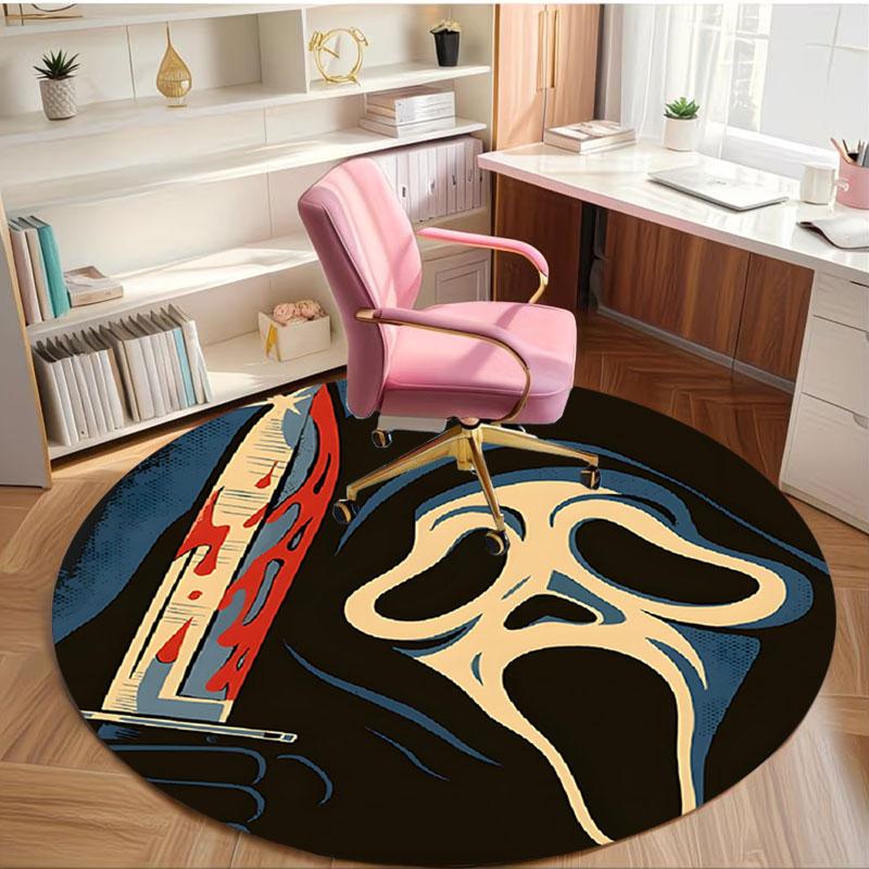 Ghostface Print Round Rug, Washable Floor Carpet, For Entryway Dorm Laundry Room Office Study, Home Decor Birthday Christmas Gift