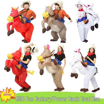 Adult & Child Western Cowboy Horse Riding Inflatable Costume - Halloween Performance Outfit