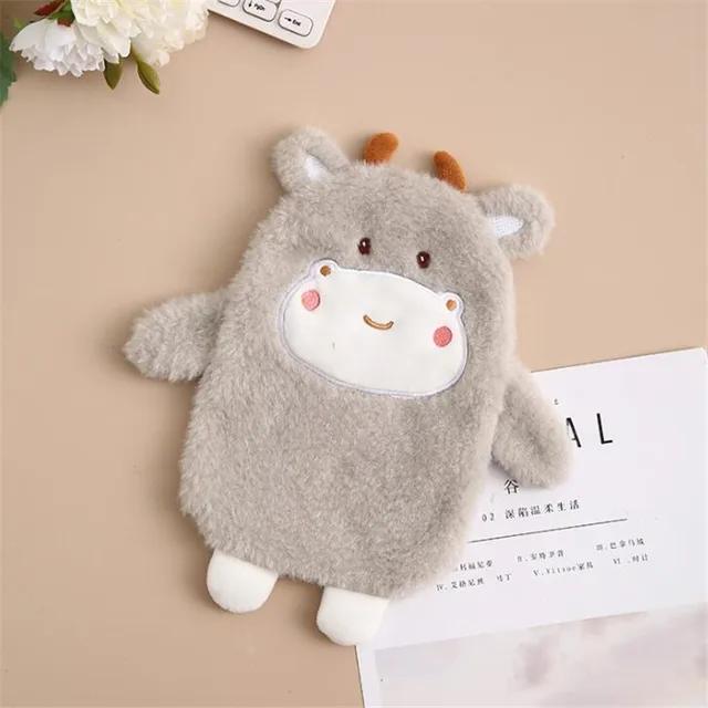 350Ml Rubber  Water Bottle With Cute Plush Cover Lovely Cartoon  Water Bag Explosion-Proof Portable Hand Warmer Great Gif