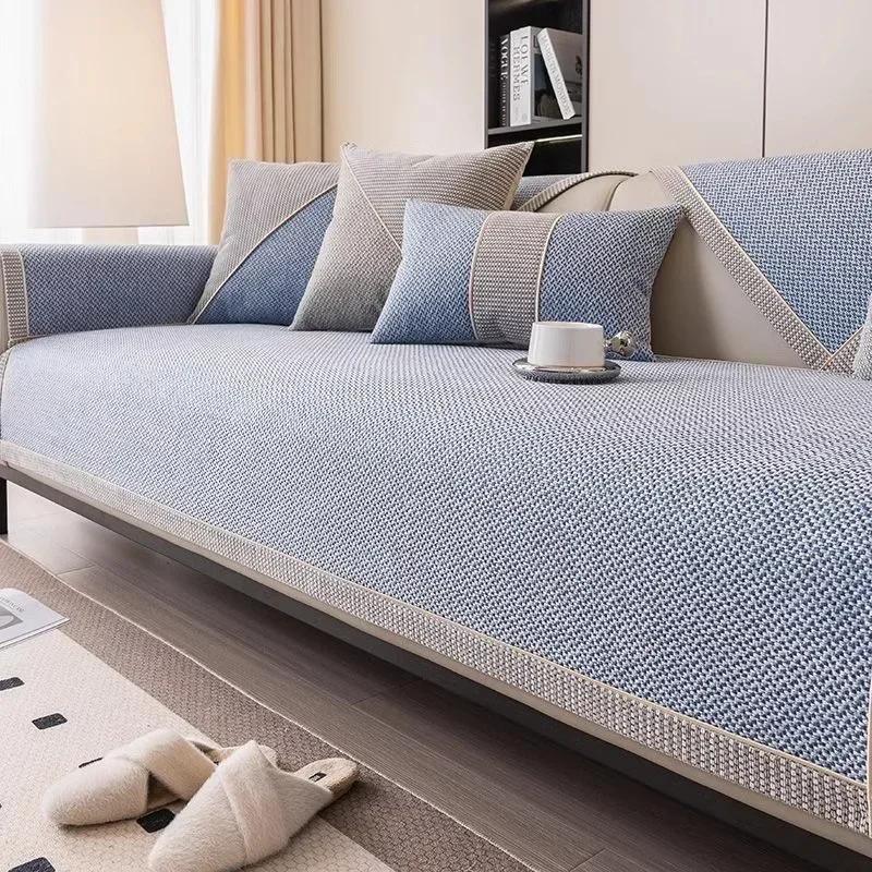 Woven Cotton and Linen Sofa Cushion for All Seasons Universal Non-slip Sofa Cover Towel Combination Backrest Cover Cloth Towel