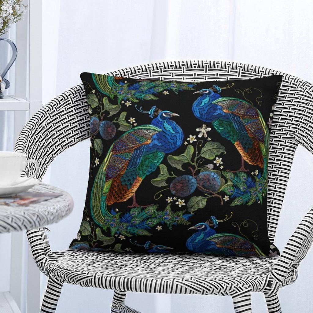 Throw Pillow Cover 18x18 Inch Peacock Polyester New Square Printing Pillow Cover Home Decoration