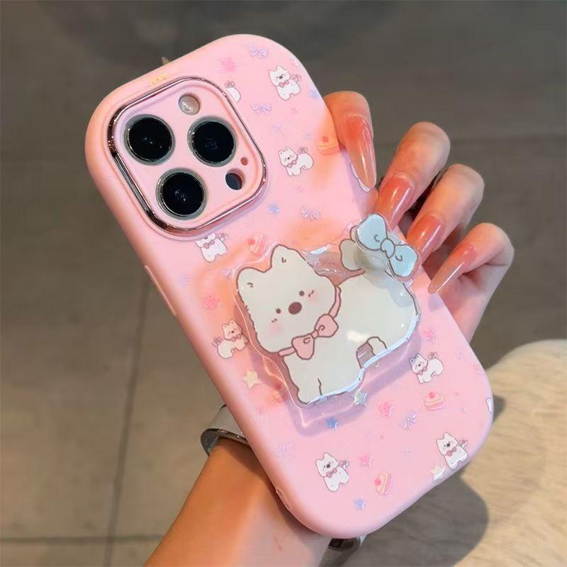 Puppy Bow Bracket Is Suitable for Apple 17PROMAX Mobile Phone Case 15/16 Huawei Honor Mobile Phone Case Soft Case.