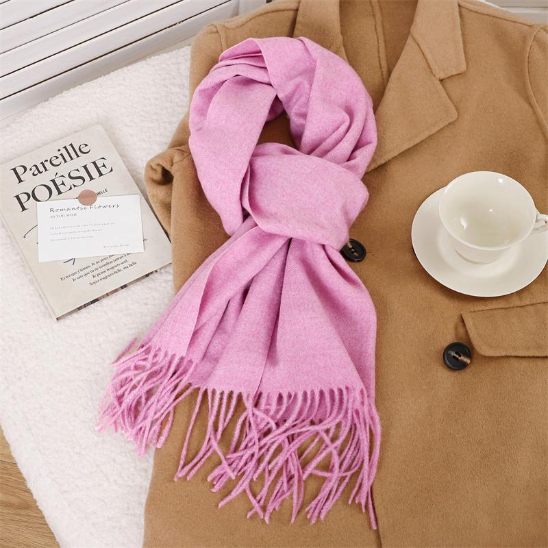 30*180cm Korea Styles Solid Color Cashmere Winter Warm Women Scarf Thicken Shawl Tassels Pashmina Hijab Wrap Windproof Foulard