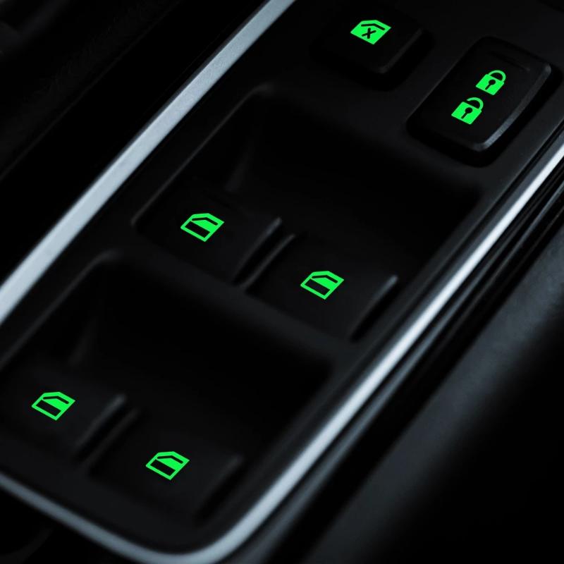 Luminous Car Door Window Lift Button Stickers Auto Car Windows Control Panel Reflective Decal Switch Interior Decor Car