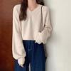 2023 Autumn Winter Women's Loose V-neck Pullover Sweater - Lazy Korean Style Knitwear Base Layer