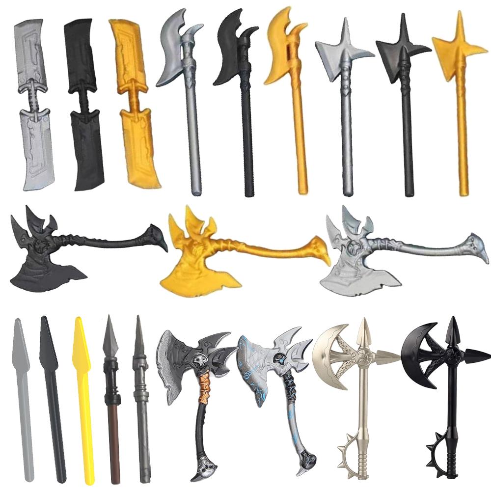 Medieval Military Soldier Weapon MOC Building Blocks Accessories Anime Figures Battle Axes Swords Gun Helmets Vest Toy Gift K018