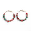 Creative Christmas Contrast Earrings, Personalized Holiday Gifts Santa Soft Pottery Round Ring Earrings