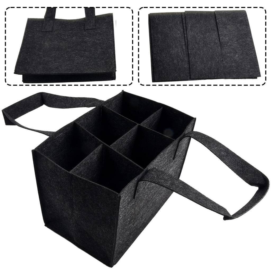 Borsa portaoggetti pieghevole in feltro Portatile 6 scomparti Scatola organizer Porta bottiglie di vino