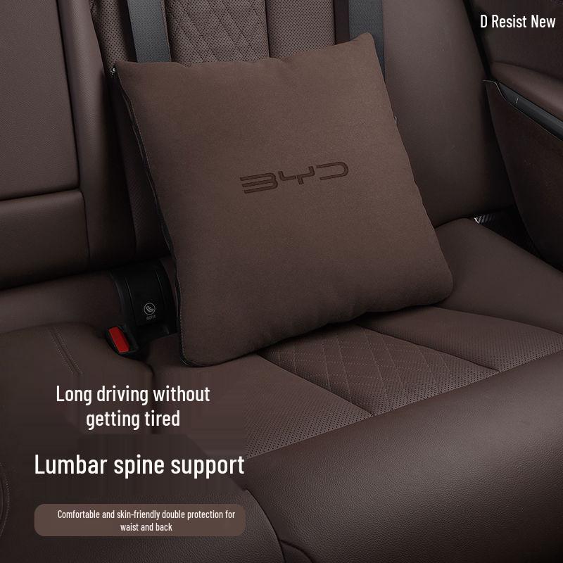 BYD Car Neck and Lumbar Support Pillow: Compatible with Plus, Qin Plus DMI, Han EV, Tang DM, and Dolphin models.