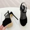Fashion Eilyken Street Style Back Buckle Strap Platform Sandals Women Fashion Mesh Fabric Open Toe Ultra Thin Heels Stripper Shoes