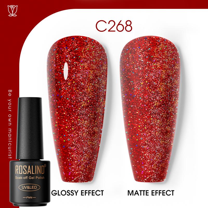 

ROSALIND Лазерный верхний слой Гель-лак для ногтей Яркий полуперманентный вымачиваемый УФ-лак для ногтей Многоцветный гель-лак Гибридный для дизайна ногтей Светодиодная/УФ-лампа