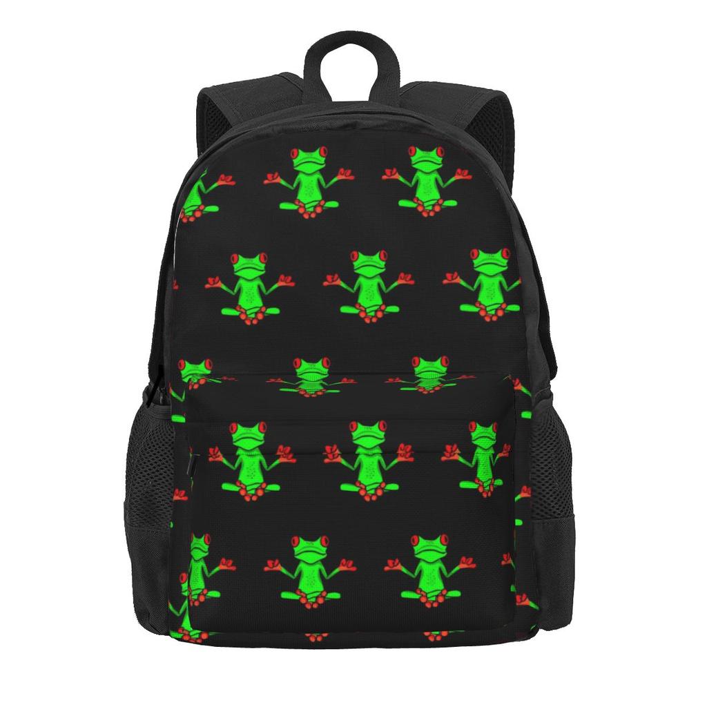 Süßer Frosch-Print Rucksack Bunte Tier Wanderrucksäcke Mädchen Design Print High School Taschen Ästhetischer Rucksack