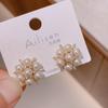 Elegant Zirconia Millet Pearl Stud Earrings with S925 Silver Needle - Exquisite Handheld Bouquet Design for Women