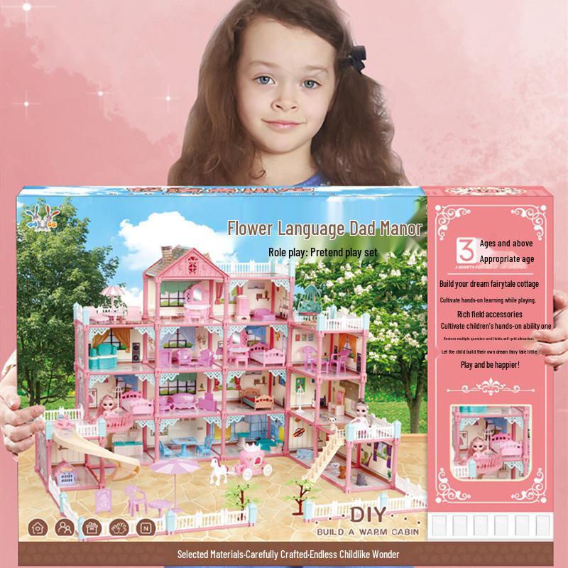 Children's Dreamy Princess Castle DIY Playhouse Building Set Gift Box