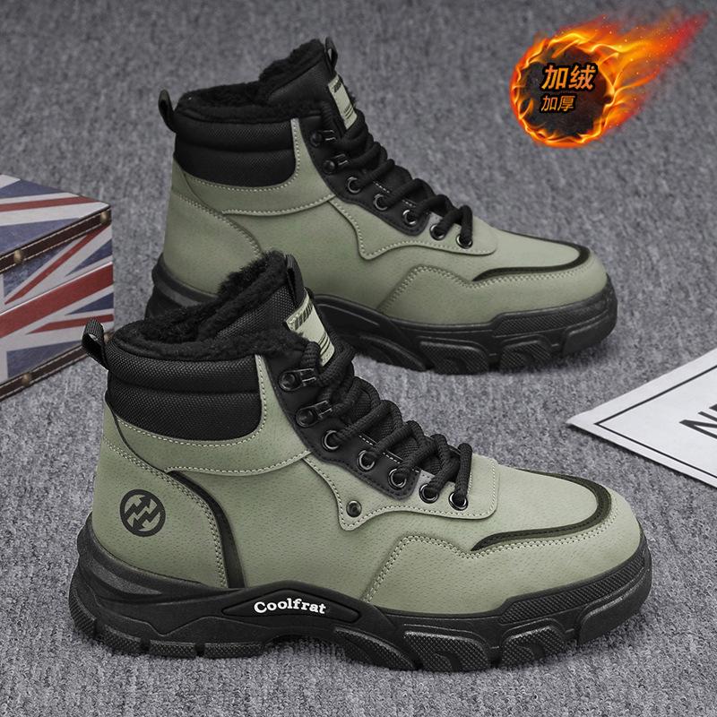 

Зимние бархатные ботинки Мартин на высокой платформе, мужские ретро универсальные рабочие ботинки на толстой подошве, утепленные хлопковые ботинки, короткие ботинки 44