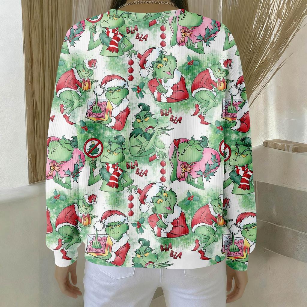 Women's Loose Comfortable Casual And Fashionable Round Neck Pattern Long Sleeved Sweatshirt