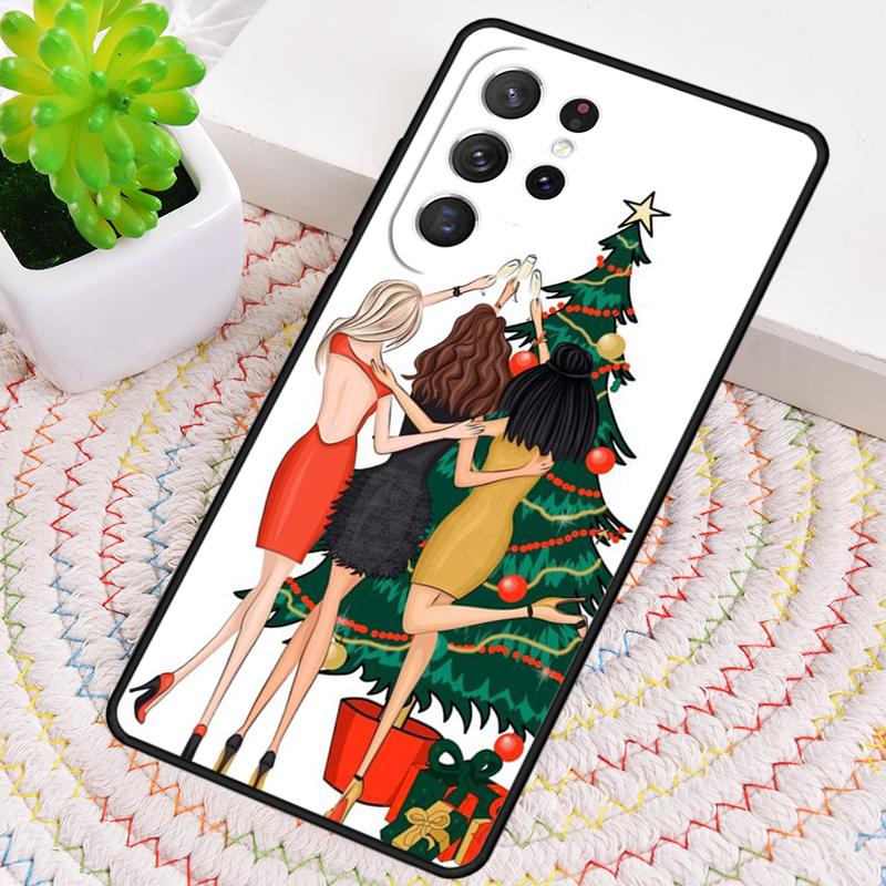 Weihnachts Mädchen Baum Geschenk Handyhülle für Samsung Galaxy note 10 pro S26 Ultra S23 S24 FE S25 S21 S22 PLUS stoßfest Hülle