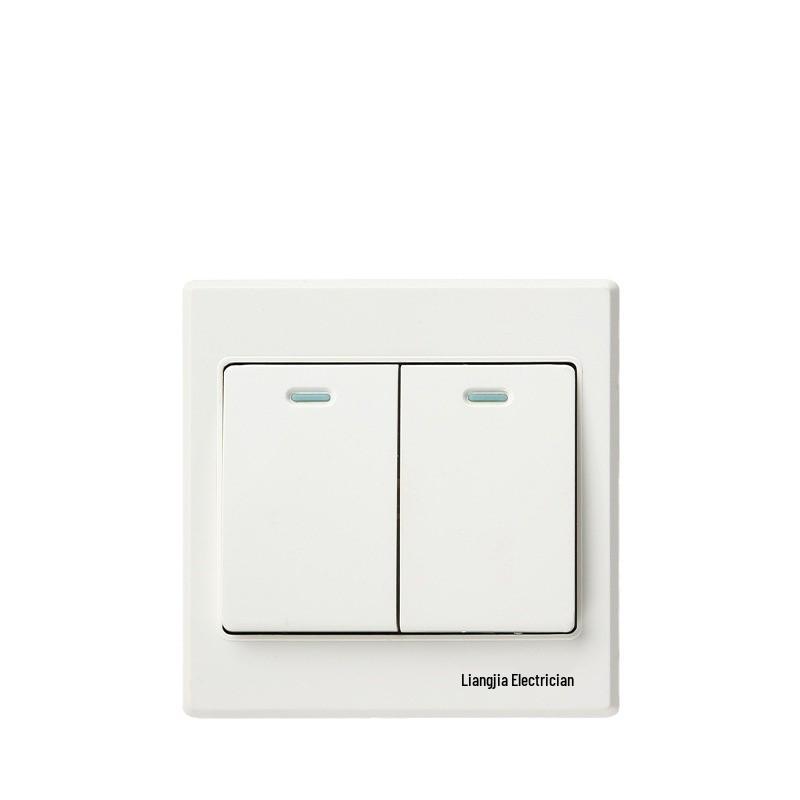 A6 Double-Opening Single/Double-Pole Multi-Control Switch Socket Panel - White