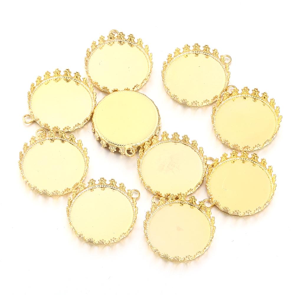 10pcs15/20/25mm Metal Round Cabochon Base Tray Bezels Blank Setting Supplies For Jewelry Making Findings DIY Bracelet Pendant