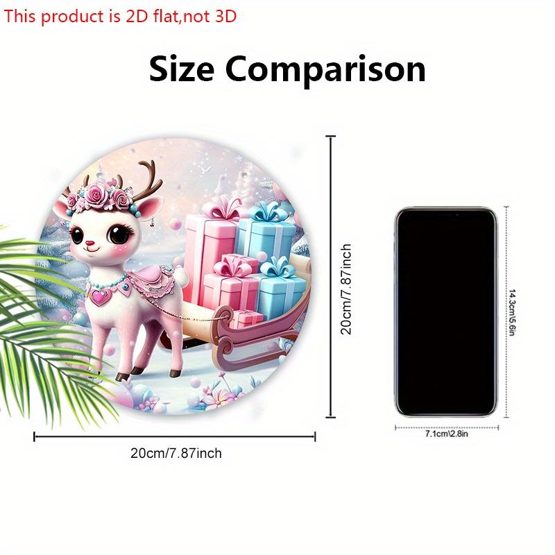 2D Flat Pink Wooden Christmas Sign, Charming Decorative Plaque with Adorable Elk Sled Pattern, Ideal for Front Door, Home, Office Decor