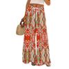 Women's Printed Wide Leg Pants With Pockets High Waist Drawstring Loose Casual Pants
