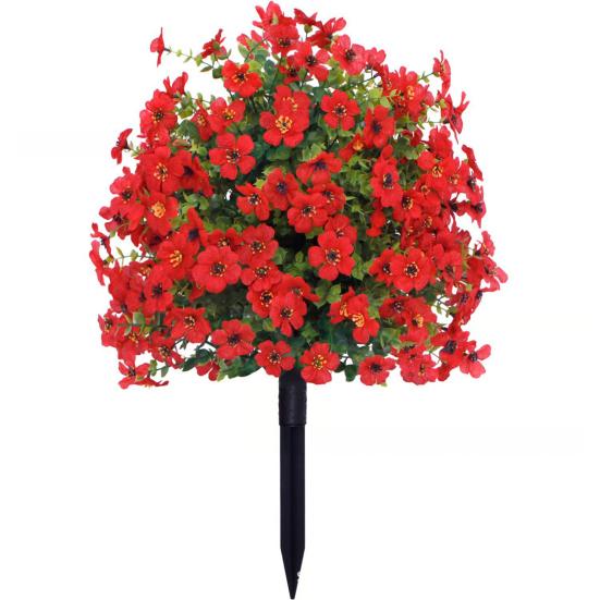 

UV Resistant Artificial Violet Topiary Bushes with Stakes Spring Summer Faux Violet Shrubs Outdoor Fake Plants Ball Tree for Garden Porch Window Box 1pc