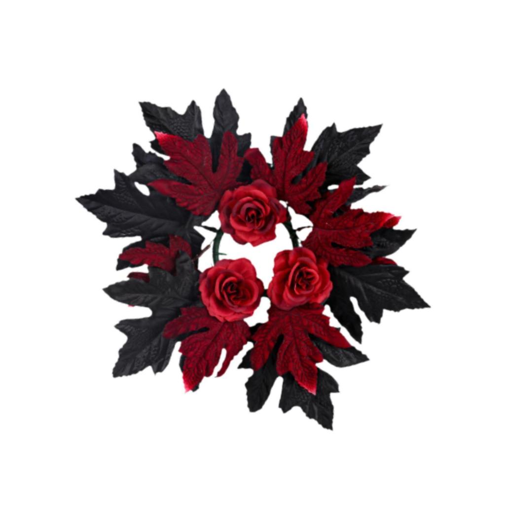 Halloween Candle Ring Wreath Maple Leaf Candle Holder Autumn Candle Rings for Tabletop Living Room Party Thanksgiving Home