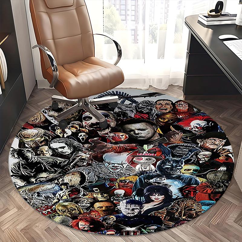 Horror Movie Characters,Halloween Decorations Chair mat Round Rug Office carpet, Machine Washable, Non slip, Suitable for Living Rooms, Bedrooms