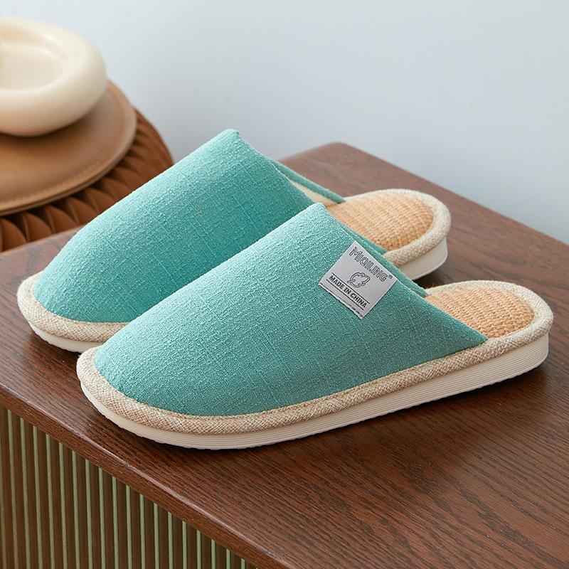 Autumn linen slippers cotton and linen indoor home floor non-slip men's large size fabric slippers four seasons household