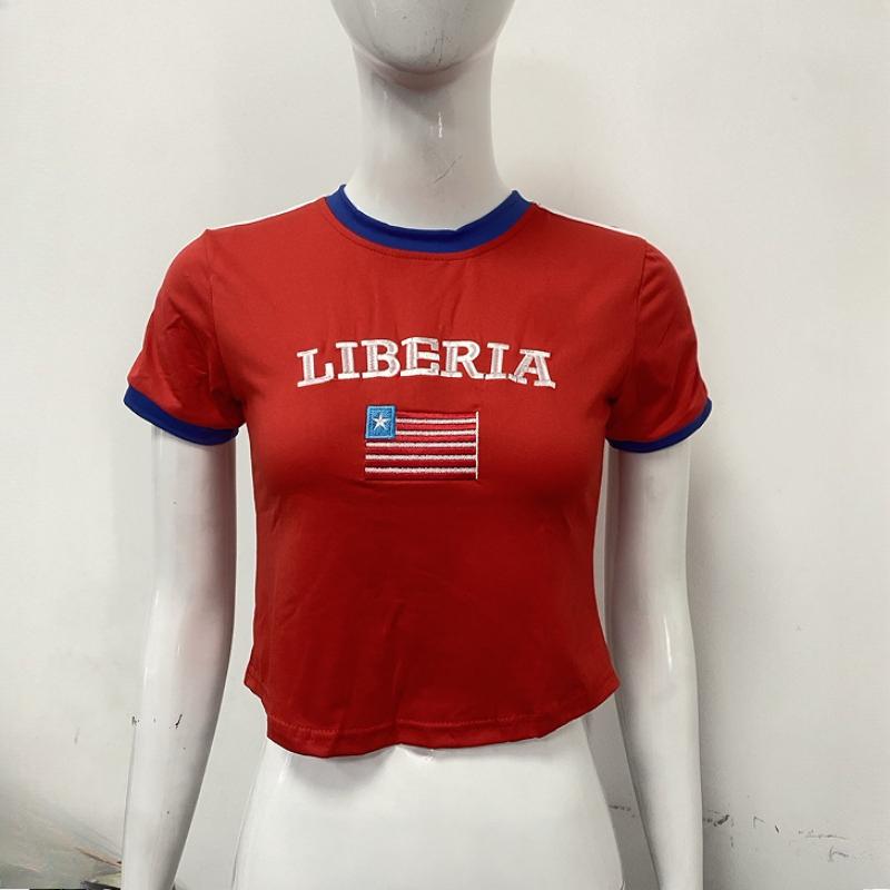 T-shirt rétro street personnalisé coupe ajustée brodé de lettres Y2K