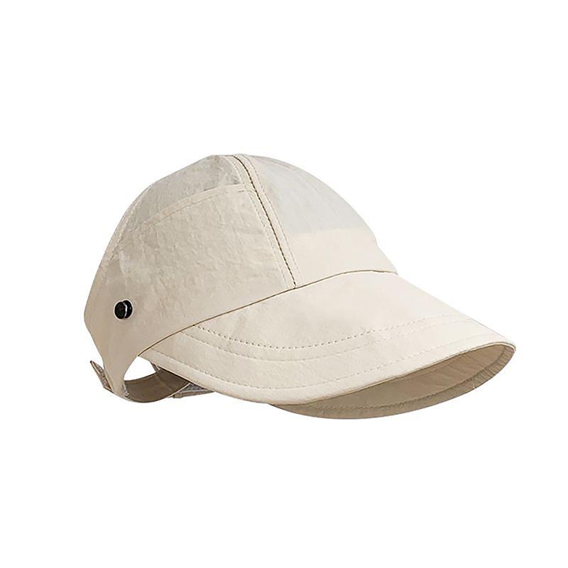 Pălărie de soare cu boruri late de vară Pălării de soare pentru femei, pliabilă, reglabilă, în aer liber, pălărie cu găleată pentru plajă, cu protecție UV, viziere, șapci cu coadă de cal de pescar