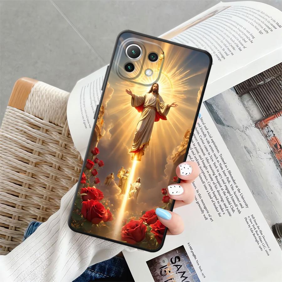 Case for Xiaomi Mi 11 12 13 Lite 12X 13 14 15 Pro 10T 11T 12T Pro Black Soft Phone Cover The Cross Jesus Pattern