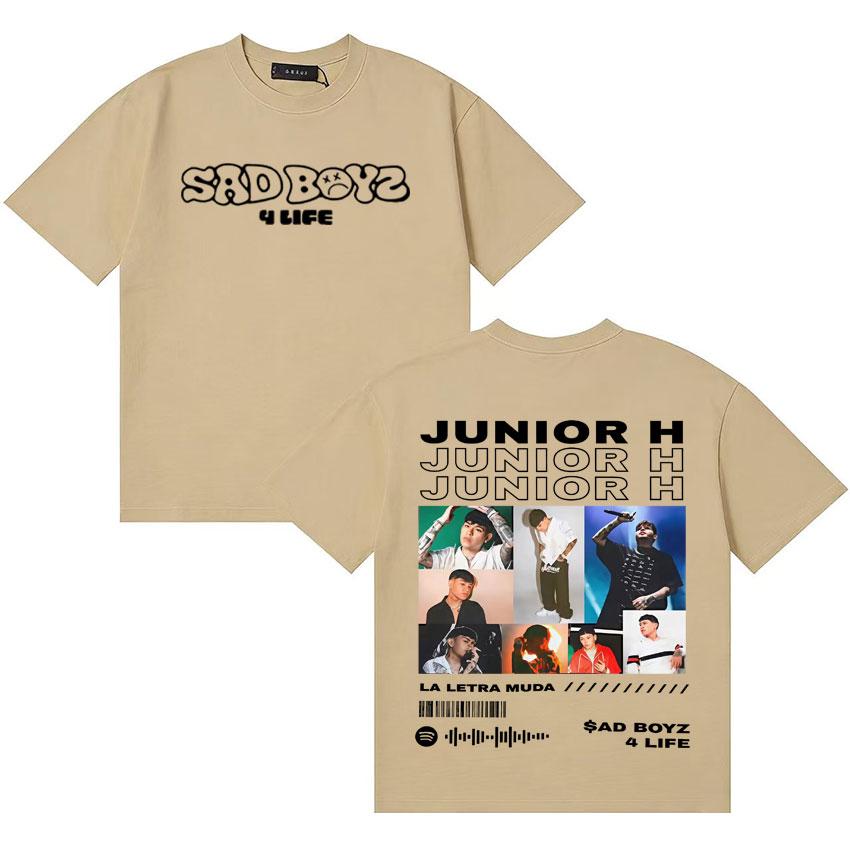 Streetwear Rapper Junior H Sad Boyz 4 Live T Shirt Unisexs Womens Short Sleeve Casual Double Sided Print No Me Importa Nada Y2K Tee