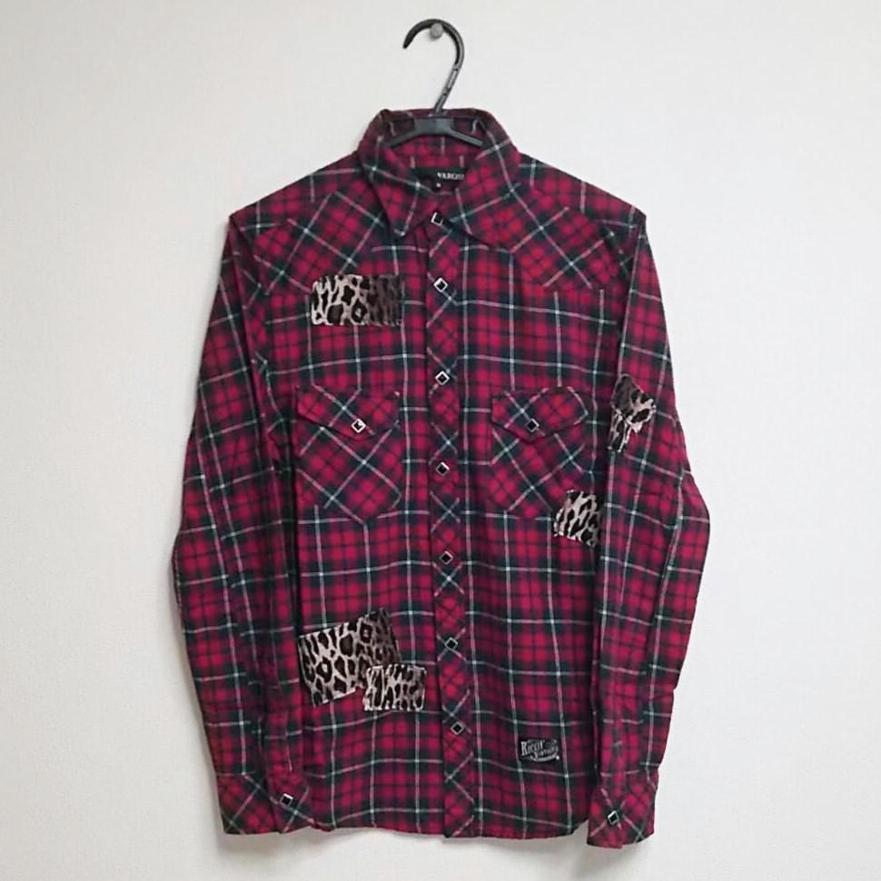 [USED] For Y2K, Achieve, and K-pop! Valosh/Leopard Print Repair Check Shirt