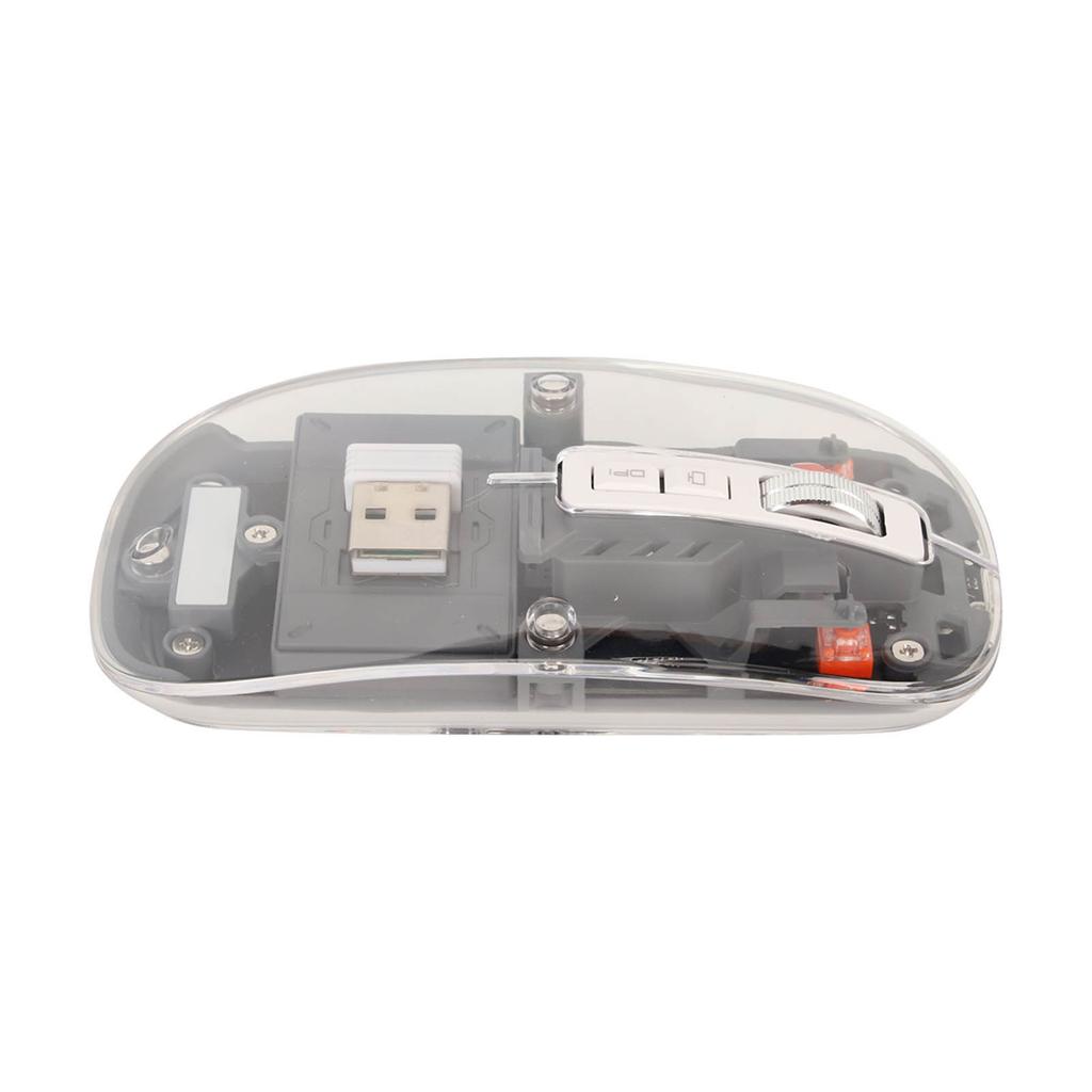 Wireless Bluetooth Mouse Transparent Clear Cool Shell Mute Click Colorful Breathing Lights Laptop Computer Mice Grey