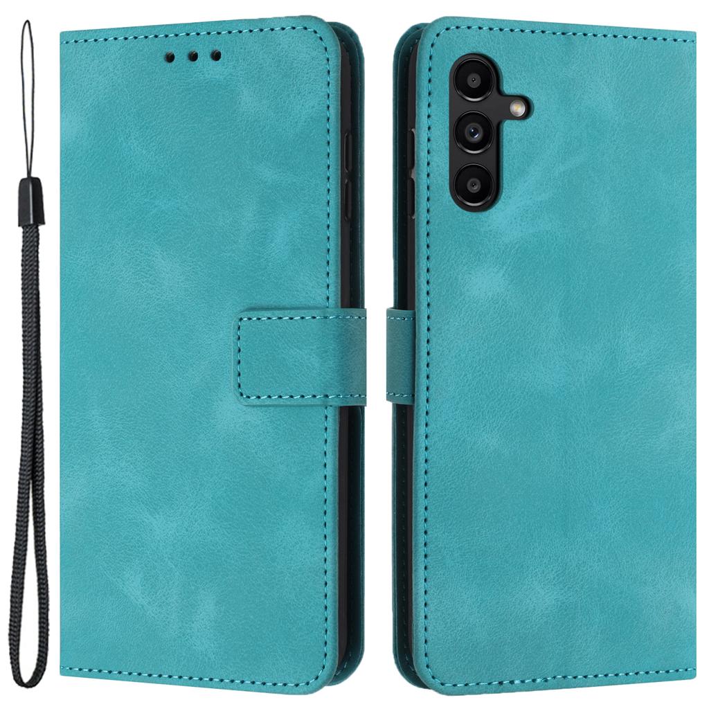 For Samsung Galaxy A34 5G Leather Case Solid Color Stand Wallet Cellphone Shell