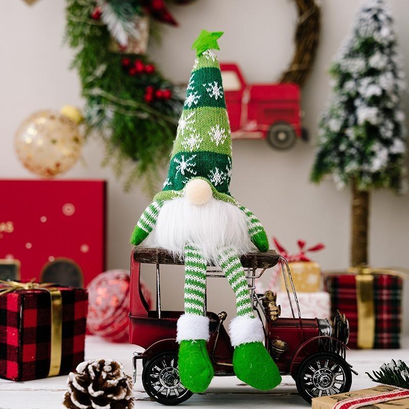 2025 Christmas Faceless Doll Gnome Ornaments LED Light Plush Knitting Crafts Tree Pendant Christmas Decorations Home Kids Gift