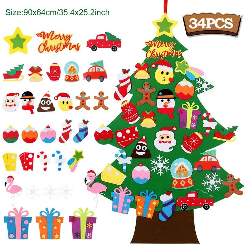 Kinder DIY Filz Weihnachtsbaum Frohe Weihnachten Dekorationen für Zuhause 2021 Weihnachtsschmuck Navidad 2022 Neujahr Geschenke Weihnachtsbaum