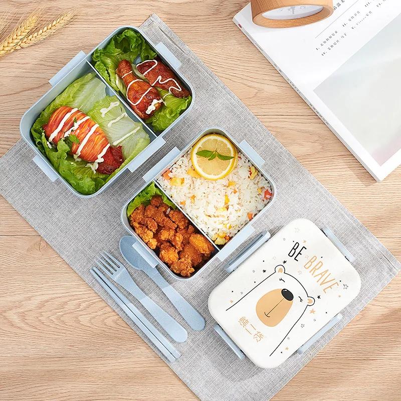 Cute Cartoon Lunch Box Microwave Dinnerware Food Storage Container Children Kids School Office Portable Bento Box