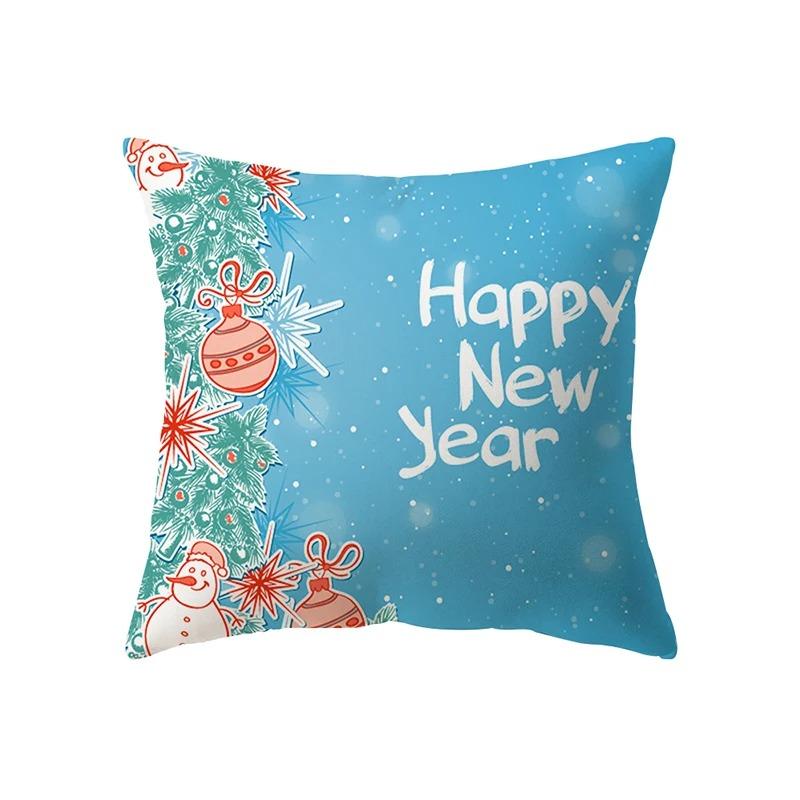 Christmas Decoration Santa Claus Print Pattern Cushion Cover Home Living Room Sofa Square Pillow Cover